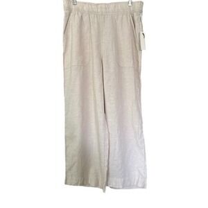 NY Jones Women L Wide Leg Linen Blend Pants Boho Minimalist Preppy‎ Summer Beach